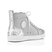 Christian Louboutin Fun Lou Spikes Silver Glittered Leather and Spikes Sneakers - 3221241SV71 - 4