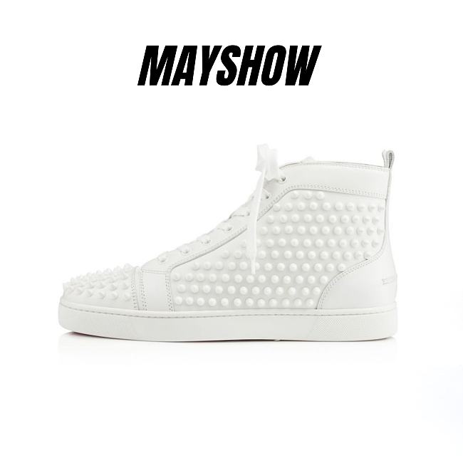 Christian Louboutin Louis Spikes White Leather and Spikes Sneakers - 11010833047 - 1