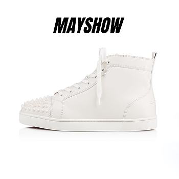 Christian Louboutin Lou Spikes White Leather Sneakers - 11510613047