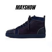 Christian Louboutin Lou Spikes Blue Suede and Spikes High-top Sneakers - 12301714023 - 1