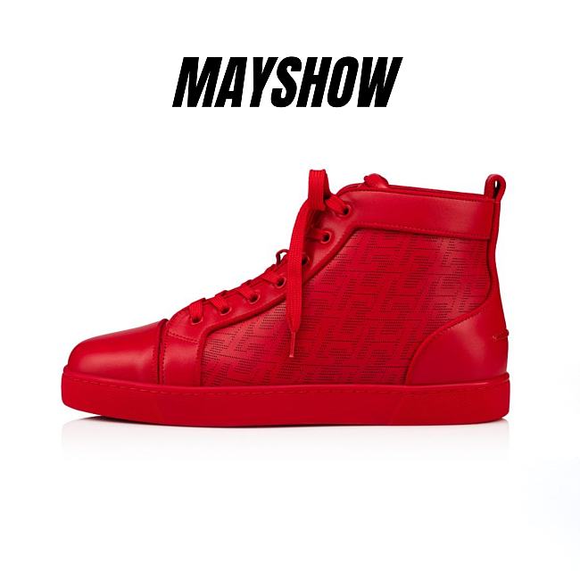 Christian Louboutin Louis Red Leather Techno CL High-top Sneakers - 1230180R251 - 1