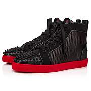 Christian Louboutin Lou Spikes Black Leather Funky Mesh and Spikes High-top Sneakers - 1230168H358 - 5