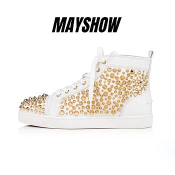 Christian Louboutin Louis Spikes 2022 N White Leather and Spikes High-top Sneakers - 1230054W015