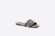 Dway Slide White and Black Embroidered Cotton with Plan de Paris Motif - KCQ209KPY_S15W - 4