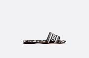 Dway Slide Black and White Cotton with Dior Bandana Embroidery - KCQ209DME_S17X - 2