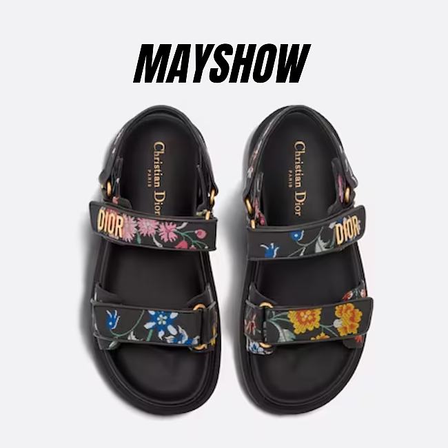 Dioract Sandal Black Multicolor Technical Fabric Embroidered with Dior Petites Fleurs Motif - KCQ549FWL_S900 - 1