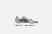 Dior B25 Runner Sneaker Gray and White Smooth Calfskin with Beige and Black Dior Oblique Jacquard - 3SN299ZIR_H165 - 3