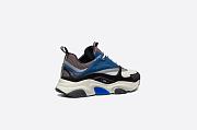 Dior B22 Sneaker White and Gray Technical Mesh with Blue, Black and Gray Calfskin - 3SN231YUL_H569 - 4